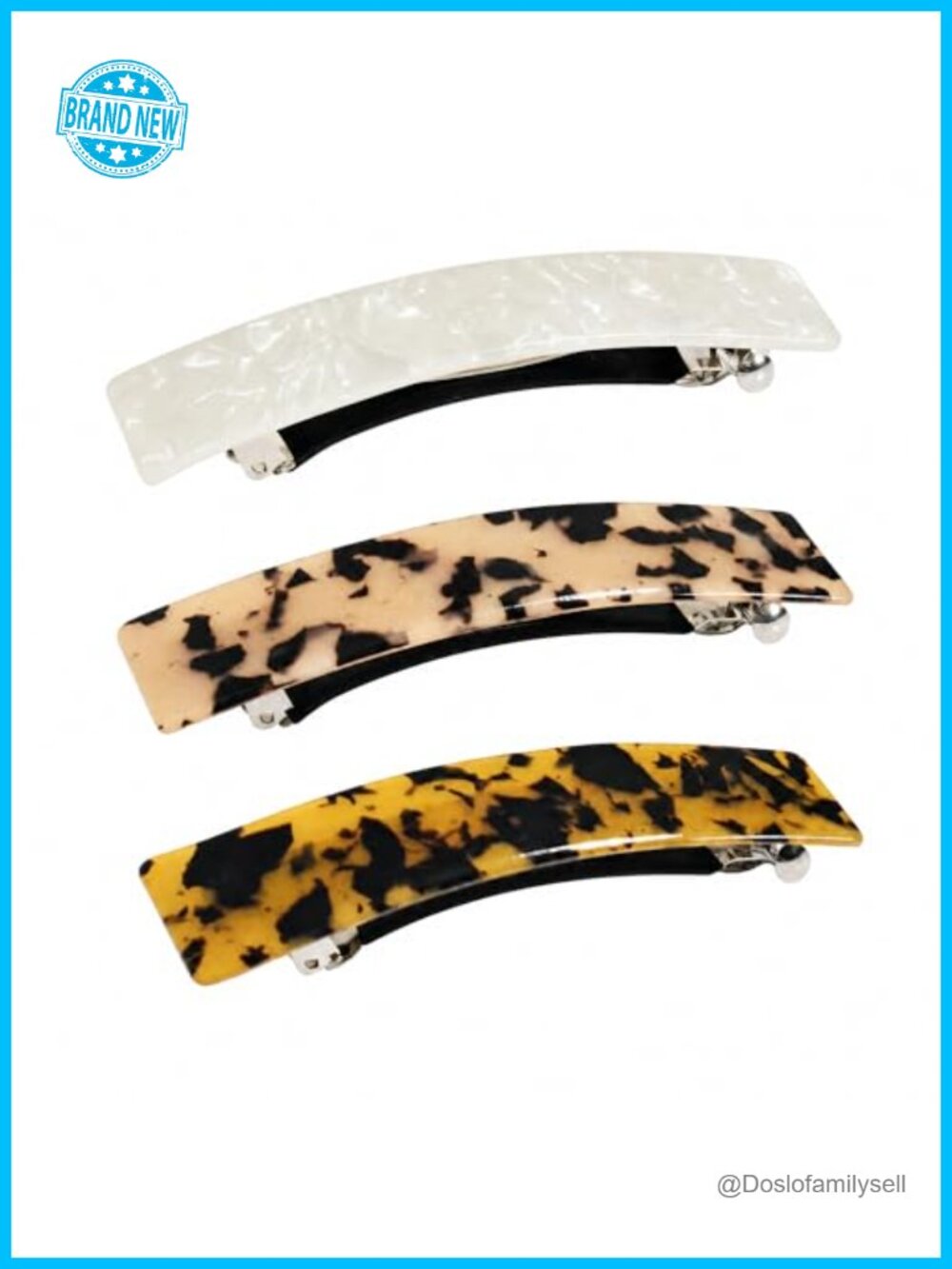 Tortoiseshell Acrylic Hair Barrettes French Clip Set